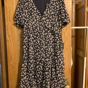 Lulu's Navy and Cream Midi Dress